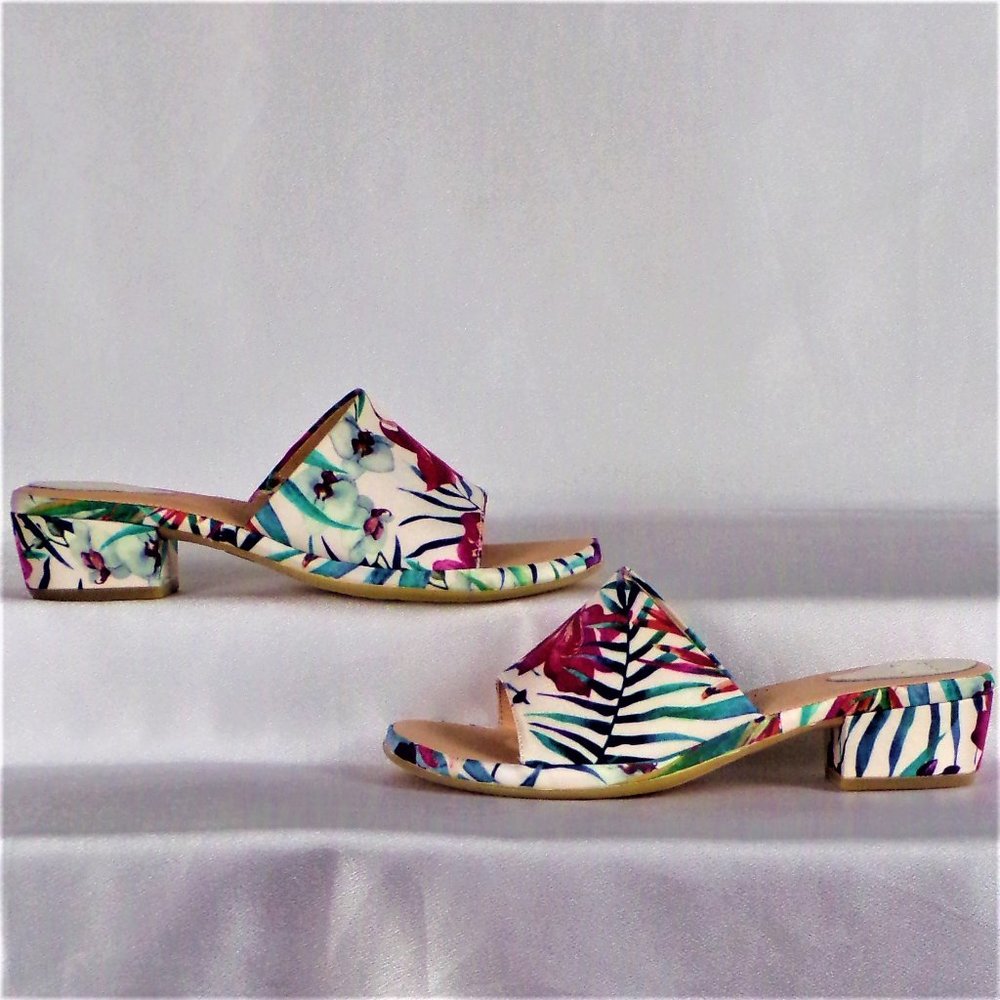 ONO 8M CARL 17 multicolor floral low-heel slide sandals leather uppers & linings - Picture 3 of 16